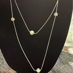 Extra long silver pearl/rhinestone necklace- NWOT